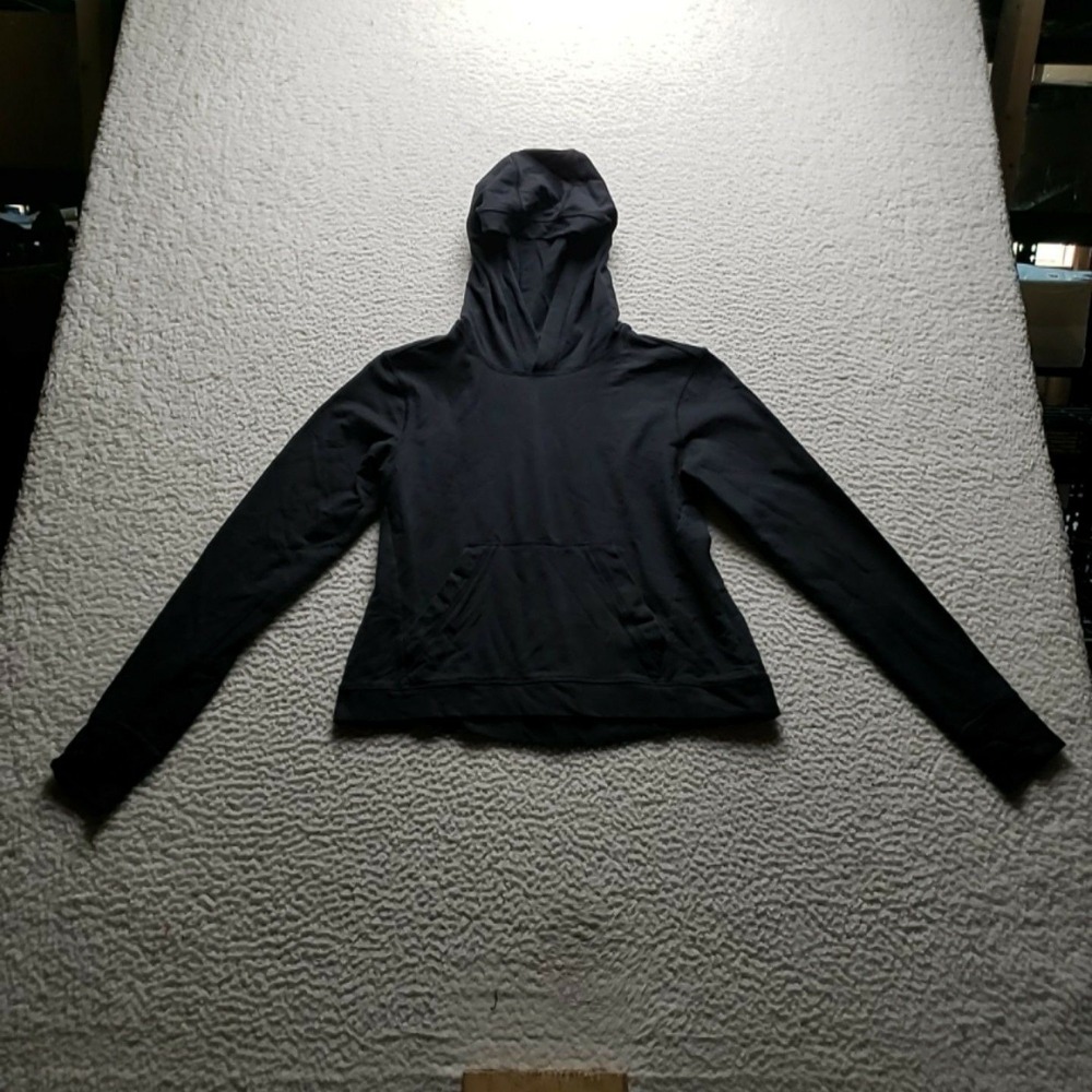 All In Motion Hoodie Womens XS Black Terry Pullover Kangaroo Pocket Top Gym
